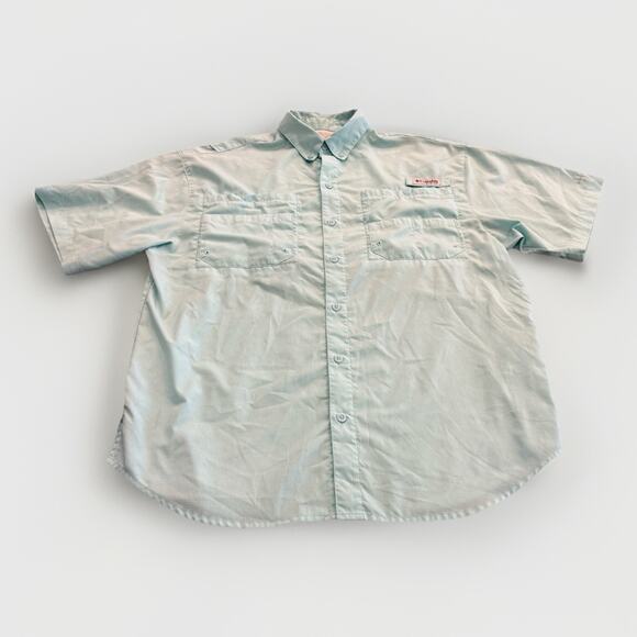 Columbia PFG Mens Green Omni-Shade Vented Short Sleeve Shirt Size L FM7266 - Picture 1 of 9